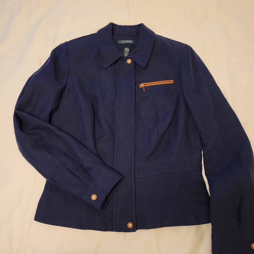 Lauren, Ralph Lauren Navy Blue Linen Blazer
